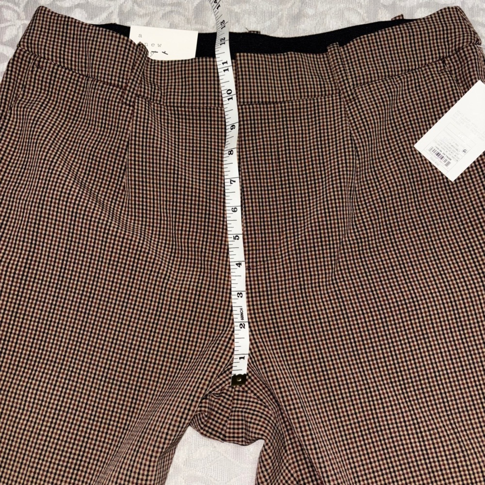 A New Day Womens High Rise Ankle Pants Brown Gingham Plaid Stretch Size 10 - Picture 8 of 13